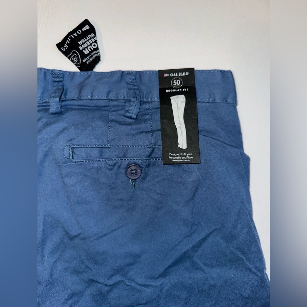 Galileo Regular Fit Chino Pants Blue Size 50 New With Tags Waist 35 - Picture 7 of 7